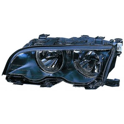 Proiettore nero 09-01-03-03 per BMW 3 E46 dal 1998 al 2003 lato sinistro guidatore Codice OEM 63127165901