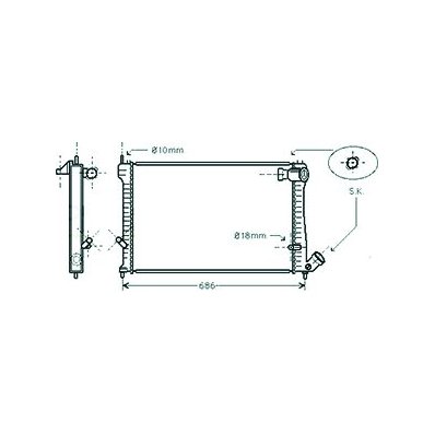 Radiatore acqua per CITROEN XANTIA dal 1993 al 1998 Codice OEM 133036