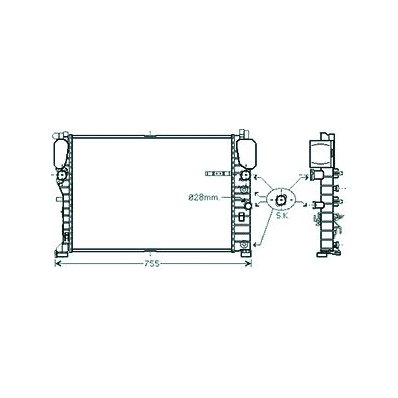 Radiatore acqua per MERCEDES-BENZ CLK W209 dal 2002 al 2009 Codice OEM 2115003202