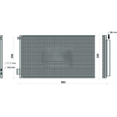 Condensatore per FIAT 500 dal 2012 al 2017 Codice OEM 51887955